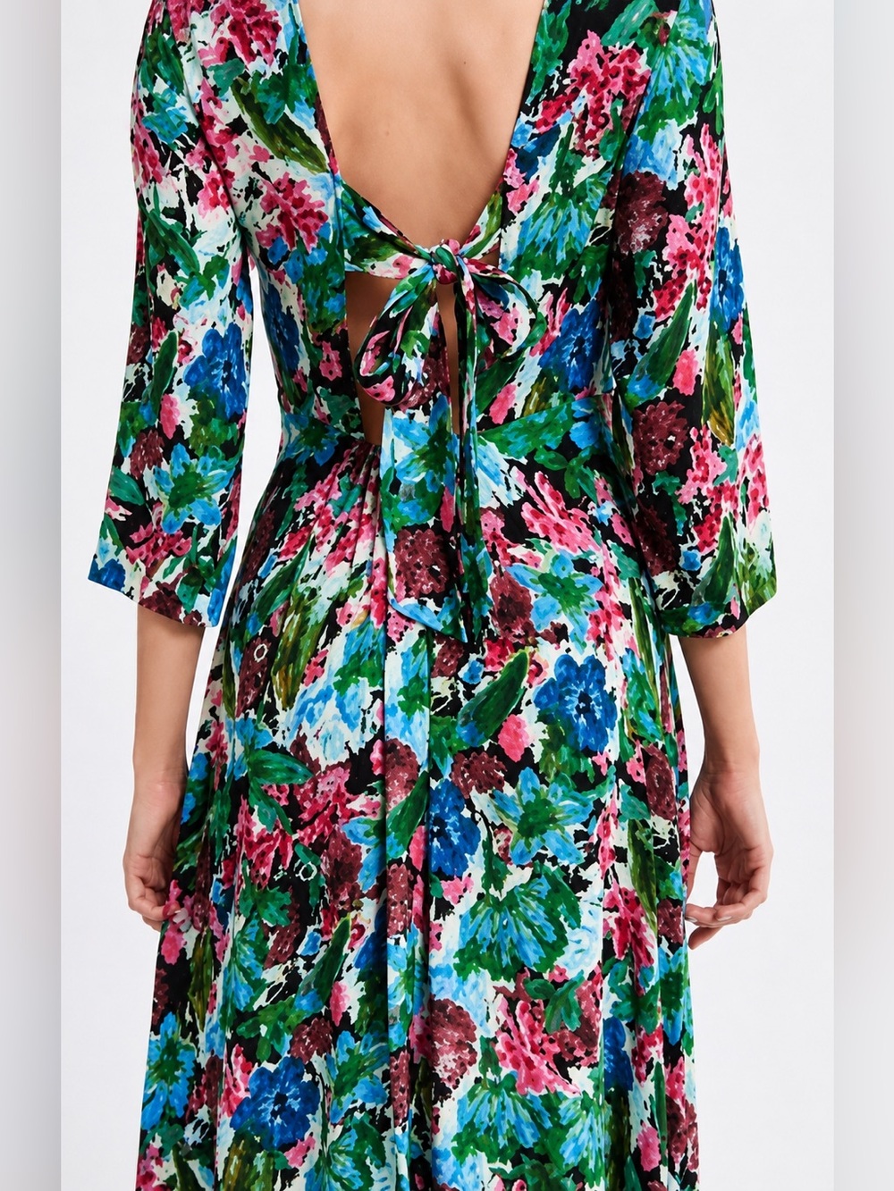 Floral 3/4 Sleeve Zara Midi Dress